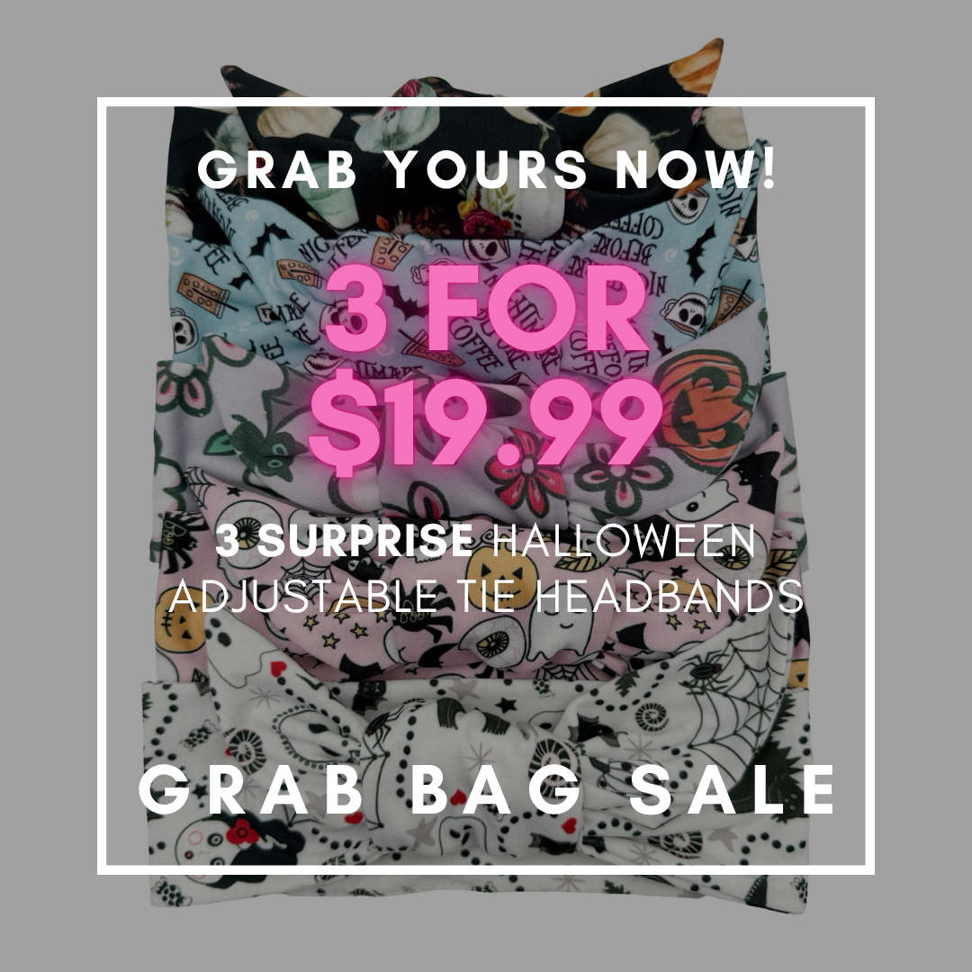 HALLOWEEN GRAB BAG SALE - 3 TIE HEADBANDS