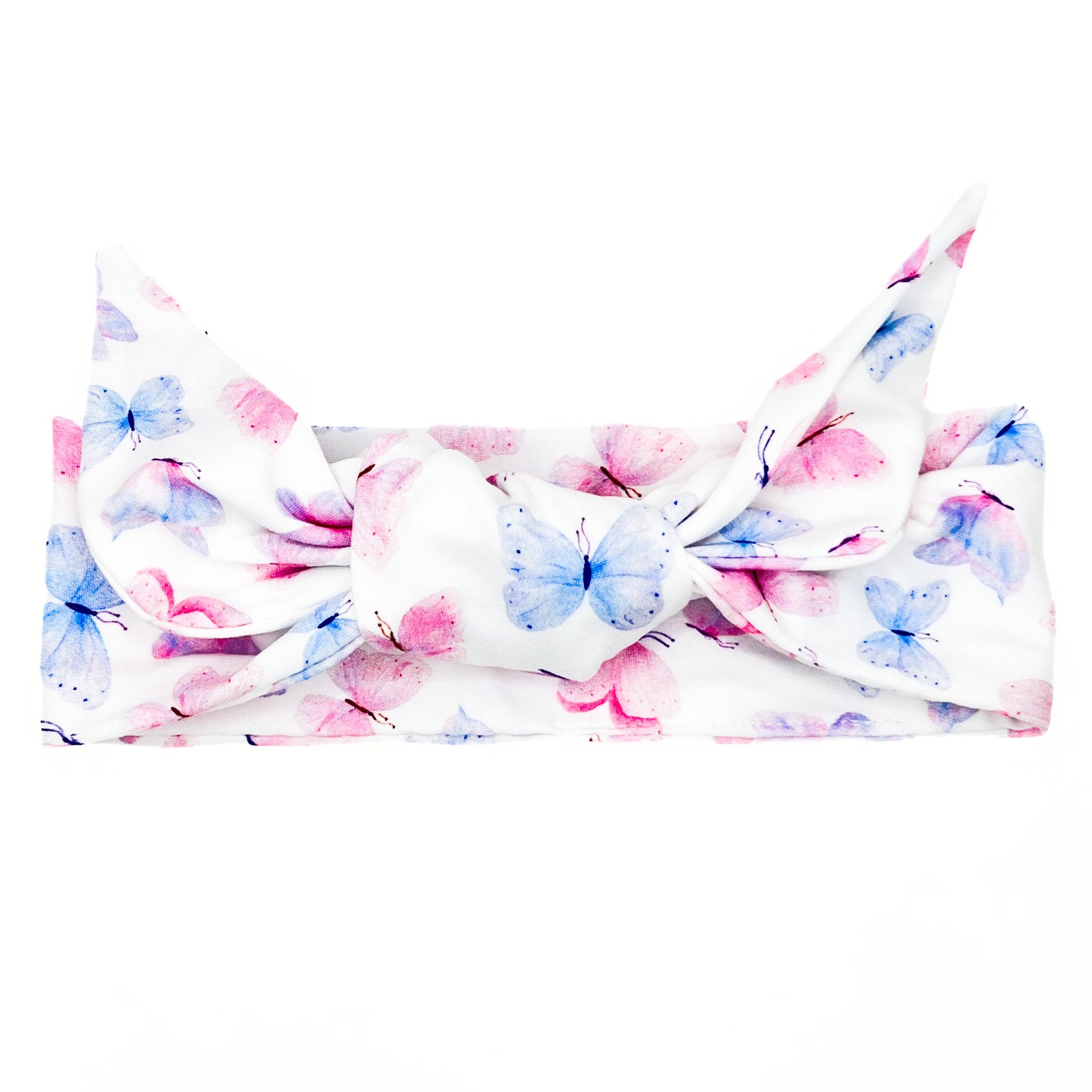 Pastel Butterflies Adjustable Tie Headband