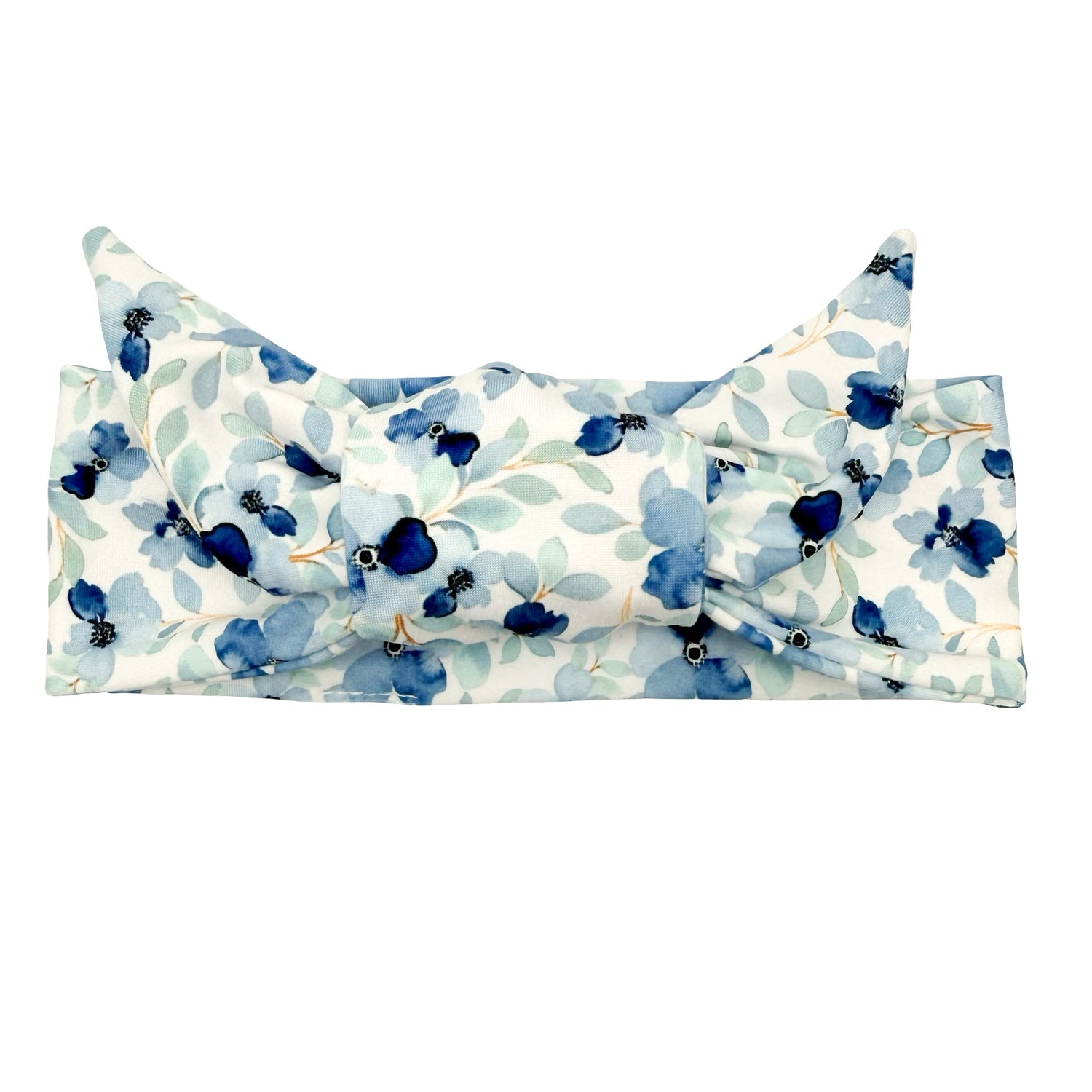 Blooming Blues Floral Adjustable Tie Headband