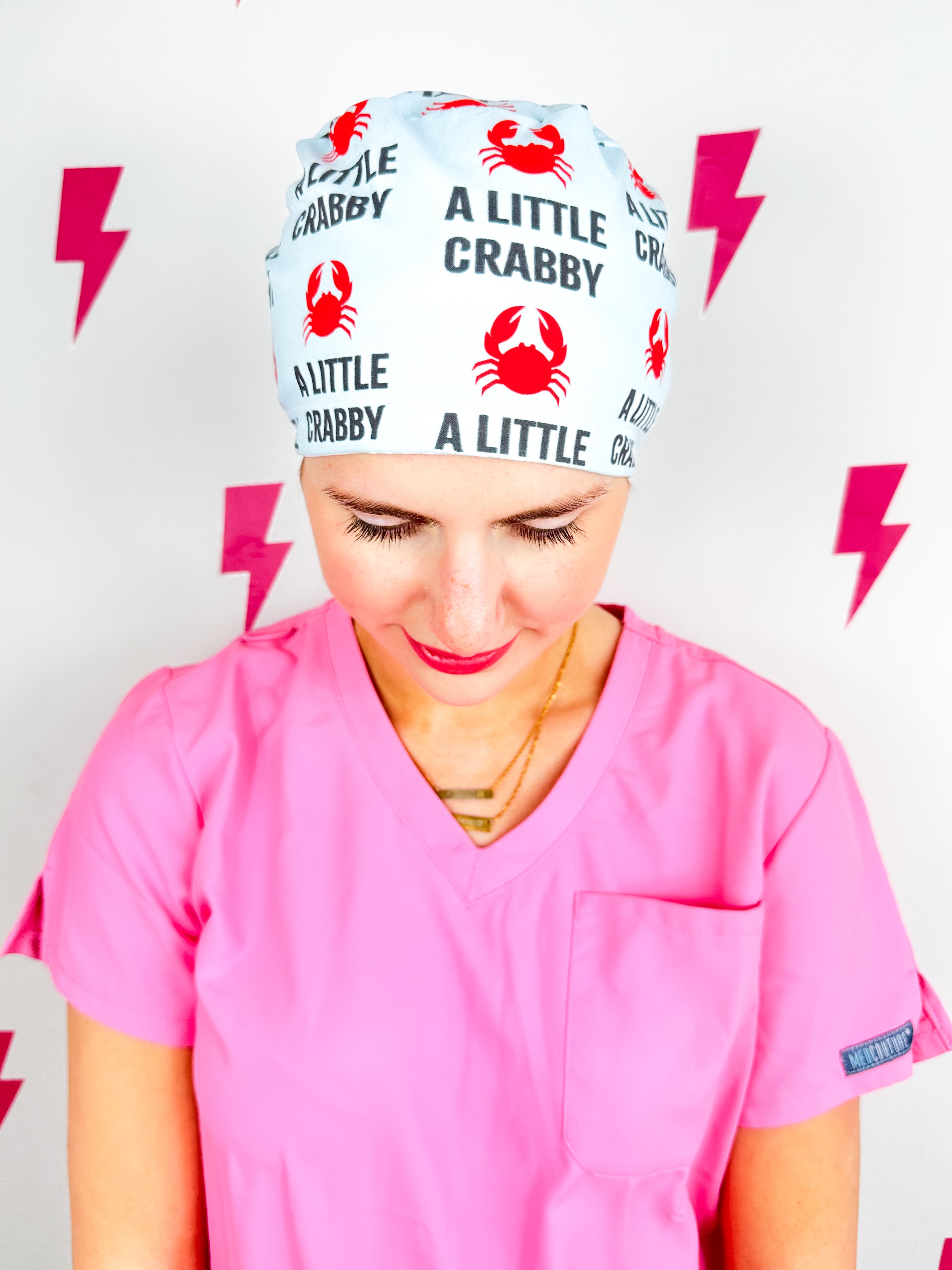 A Little Crabby - Satin Lined Pony-Tail Scrub Cap