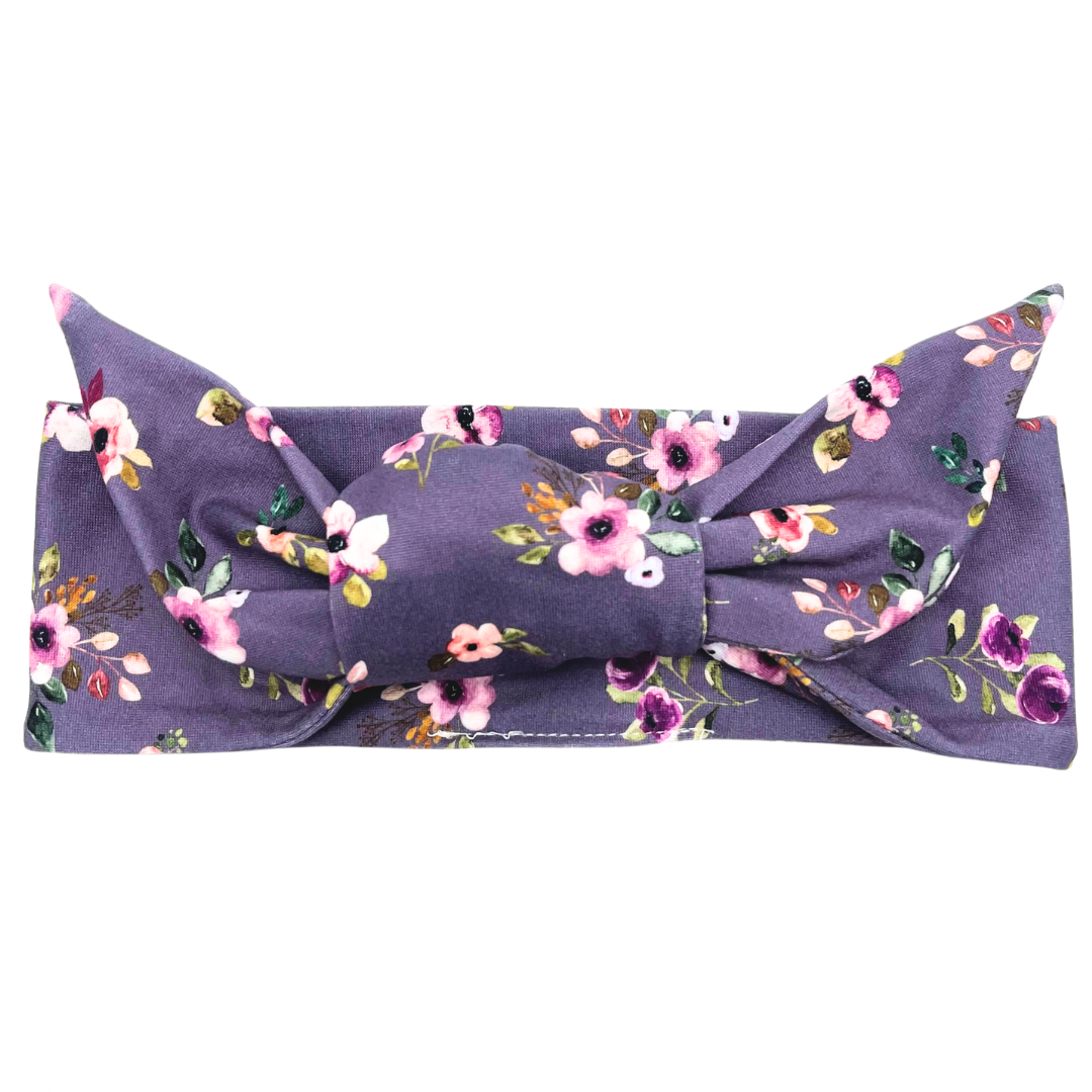 Hibiscus Floral - Pink &amp; Lilac Adjustable Tie Headband