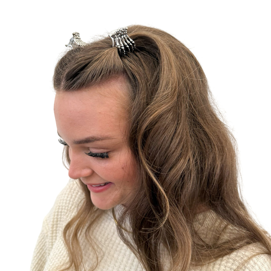 Mini Skeleton Hair Claw - Silver Set of Two