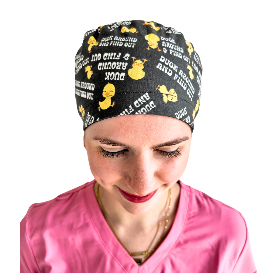 Duck Around And Find Out - Satin Lined Pony-Tail Scrub Cap