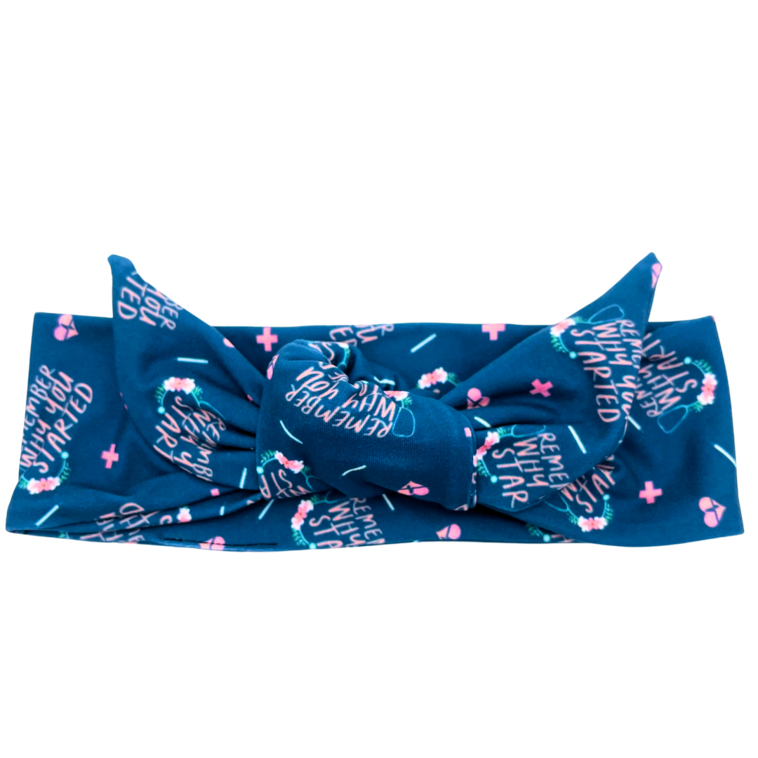 Remember Why You Started - Blue Adjustable Tie Headband