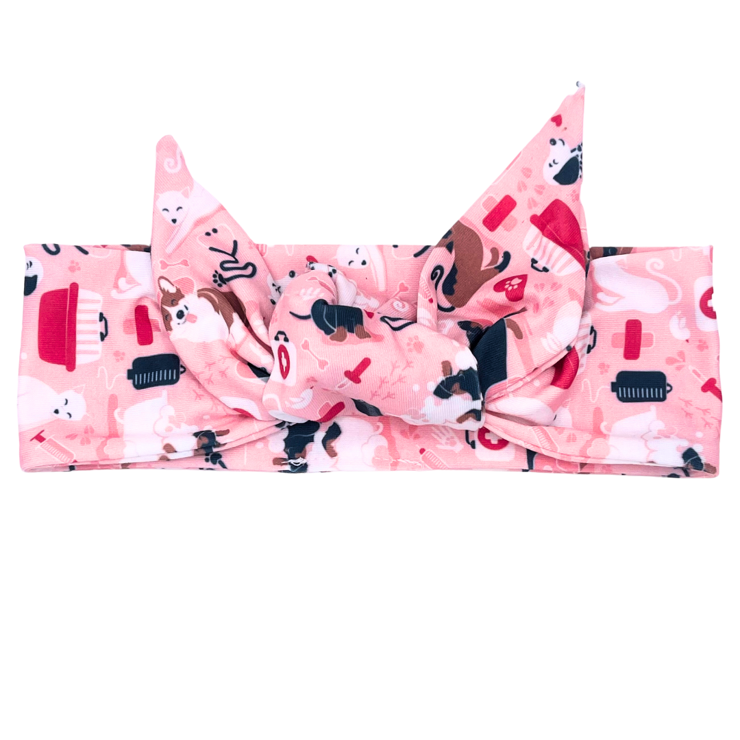 Vet Medicine-  Pink Tie Headband