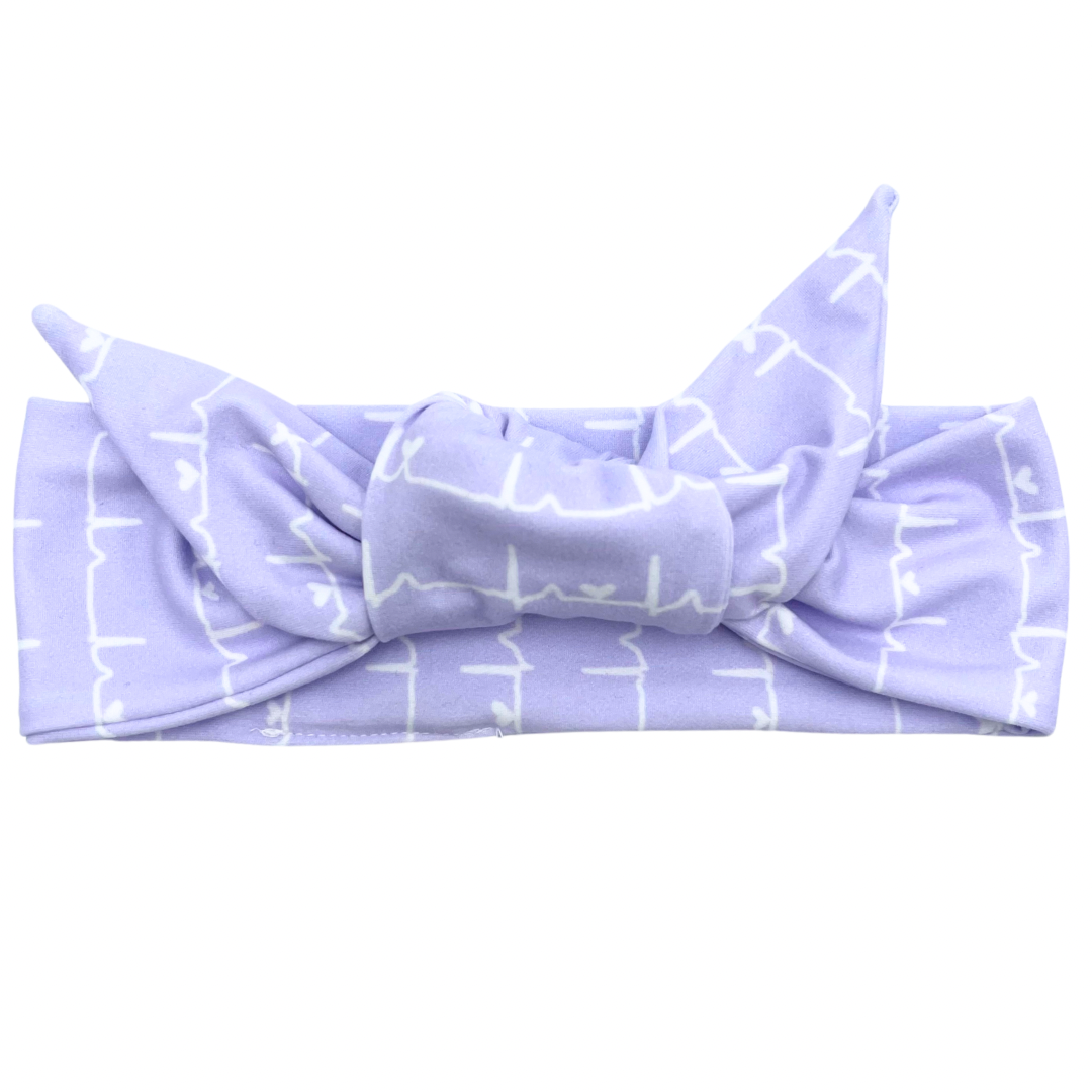 Lilac Nursing Heartbeat Adjustable Tie Headband