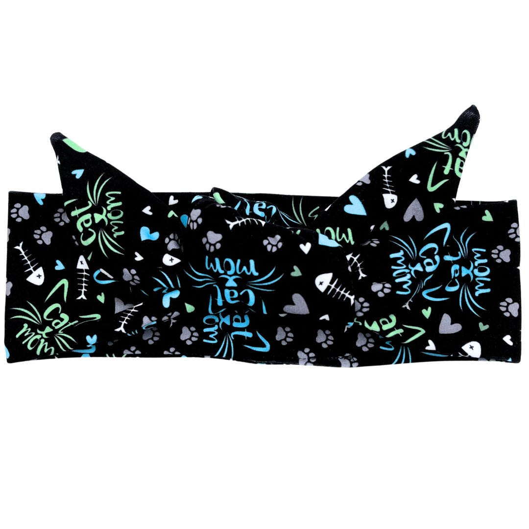 Cat Mom Paws &amp; Hearts Adjustable Tie Headband