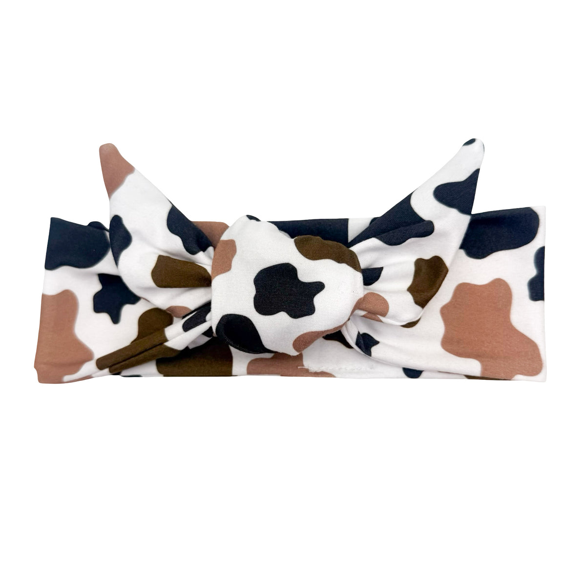 Rustic Cowhide Print Adjustable Tie Headband