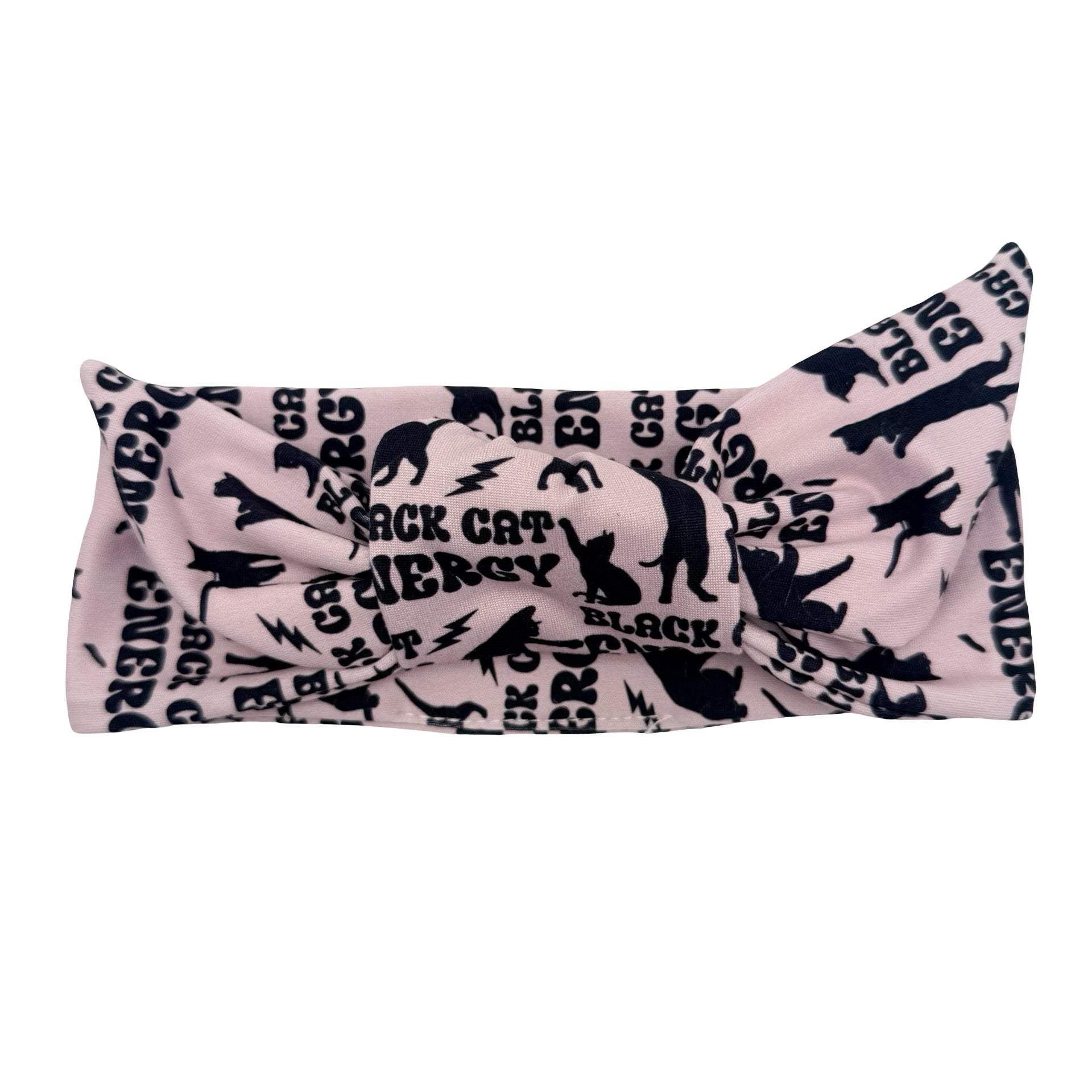 Black Cat Energy Adjustable Tie Headband