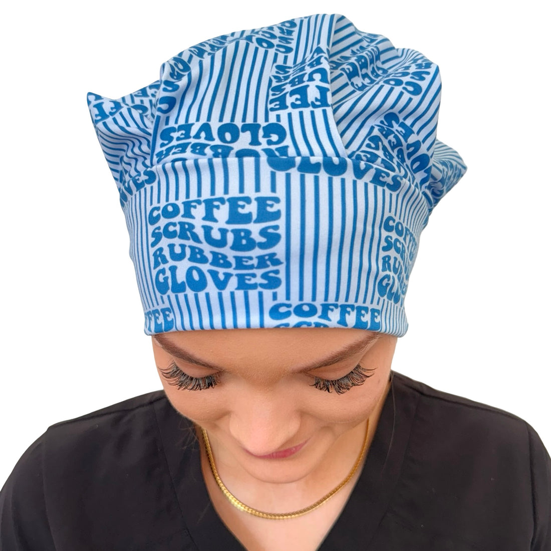 Coffee Scrubs Rubber Gloves - Blue Soft Scrub Cap