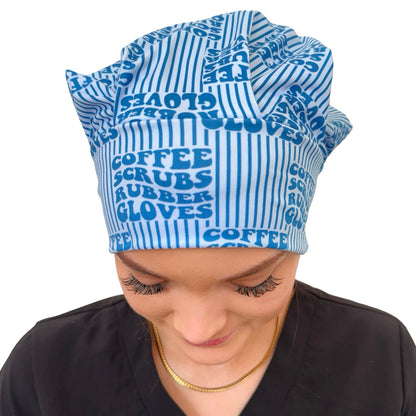 Coffee Scrubs Rubber Gloves - Blue Soft Scrub Cap