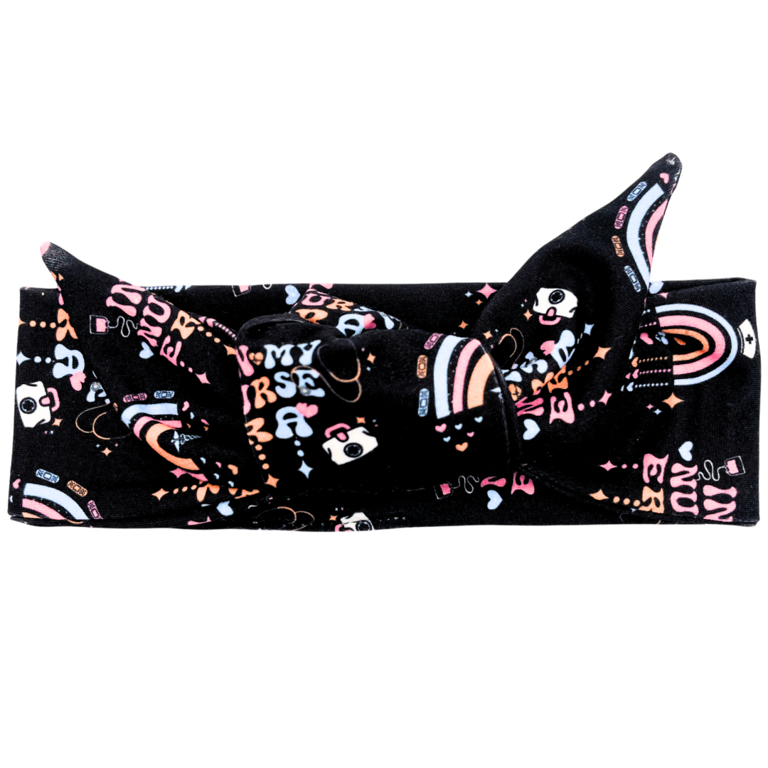 In My Nursing Era - Black Adjustable Tie Headband