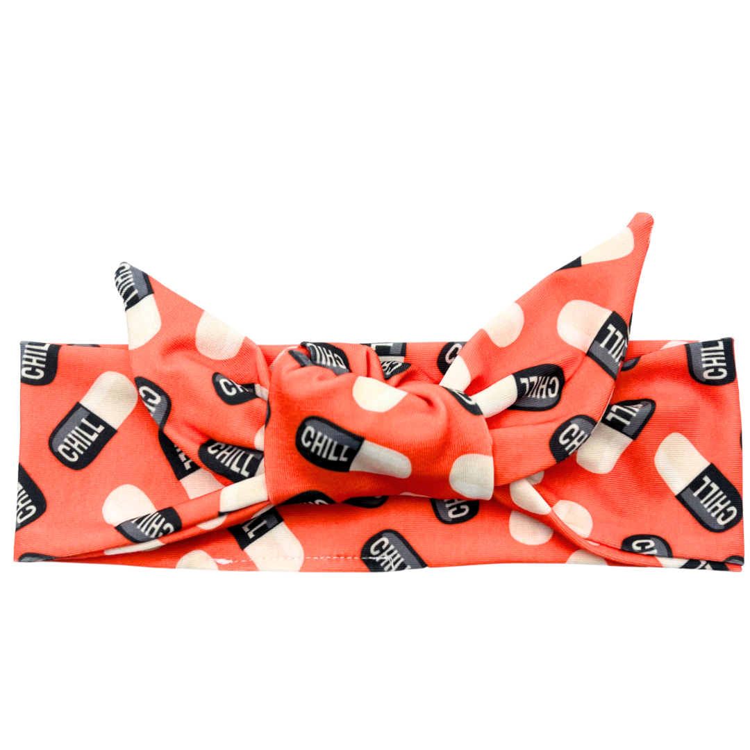 Chill Pill - Orange Adjustable Tie Headband