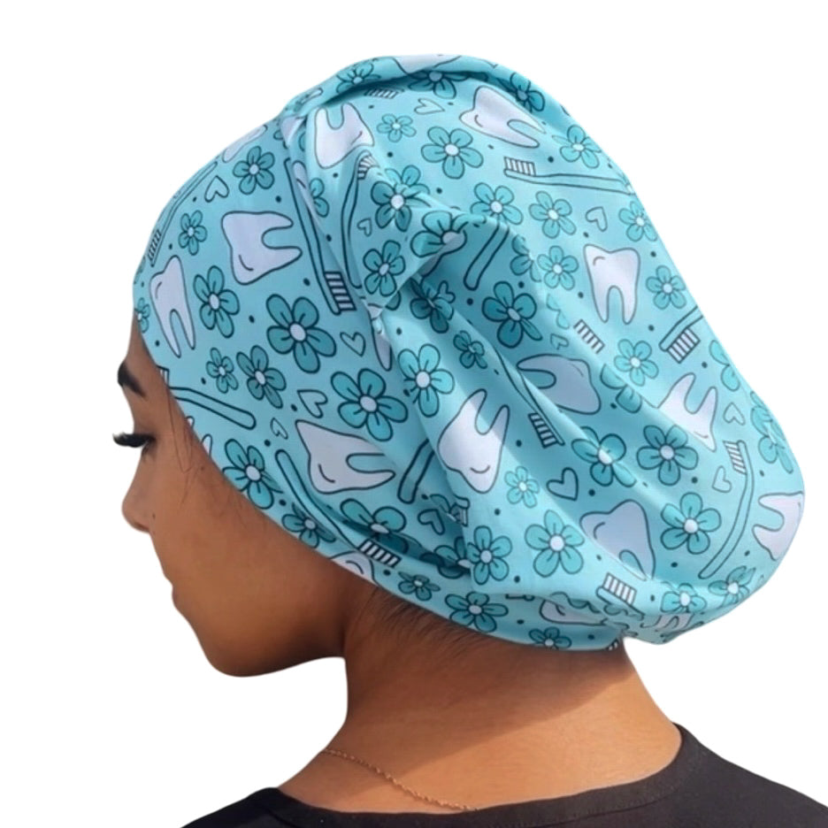 Floral Dental - Teal Soft Scrub Cap