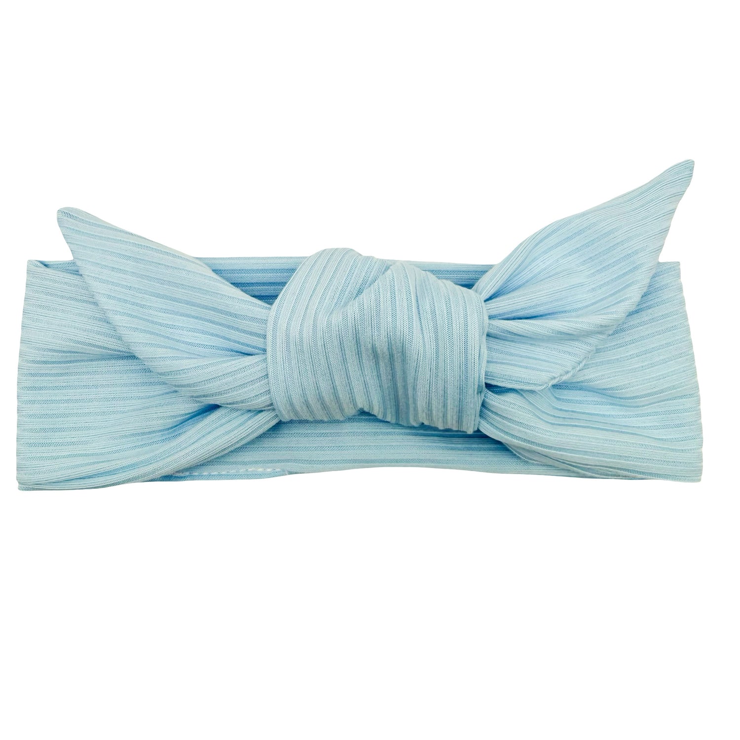 Baby Blue Ribbed Adjustable Tie Headband