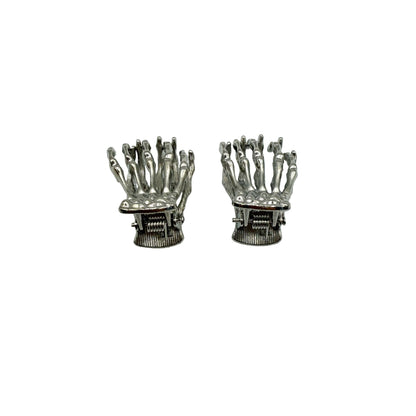 Mini Skeleton Hair Claw - Silver Set of Two