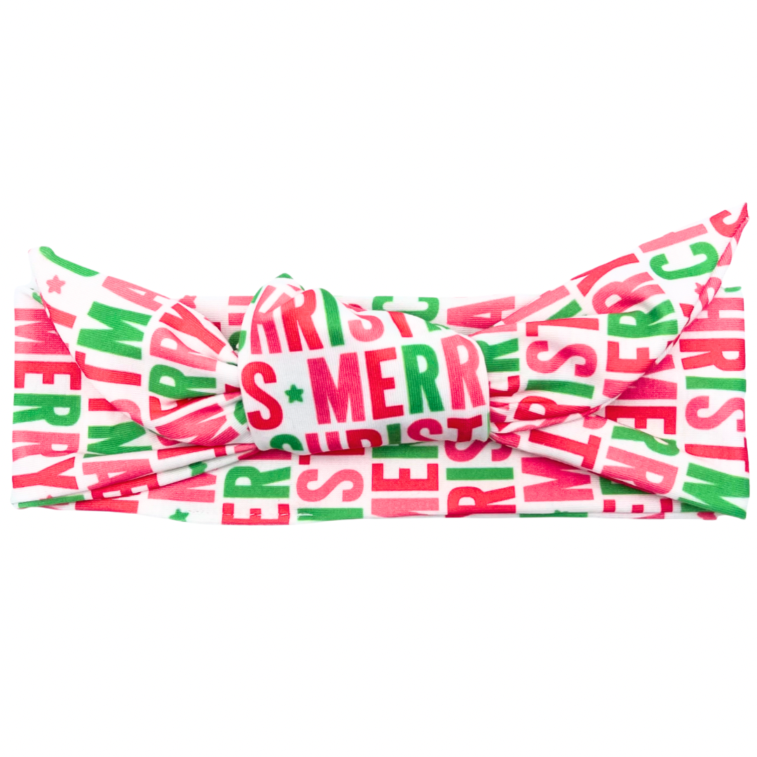 Merry Christmas Adjustable Tie Headband