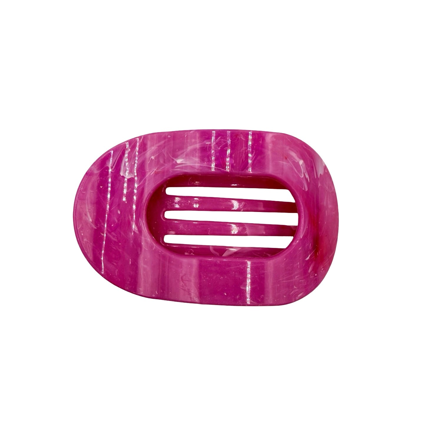 Flat Round Fuchsia Marbled Hair Clip