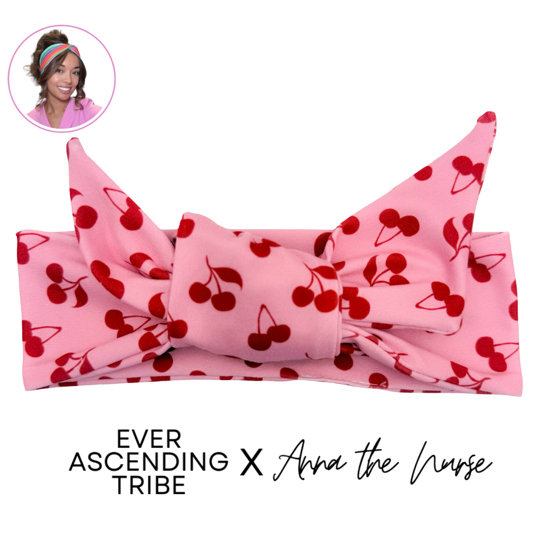Pink Cherry Pop Adjustable Tie Headband