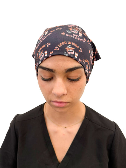 Dead Inside But Caffeinated- Soft Ponytail Scrub Cap