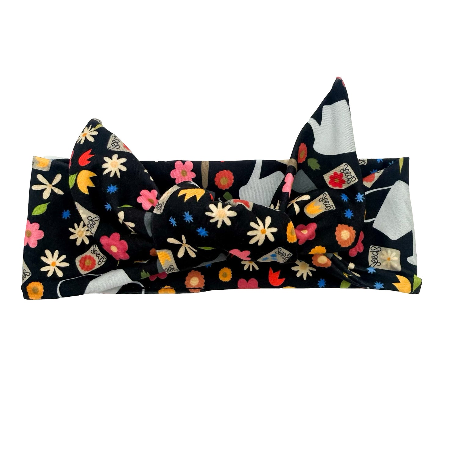 Floral Gardening Essentials - Black Adjustable Tie Headband