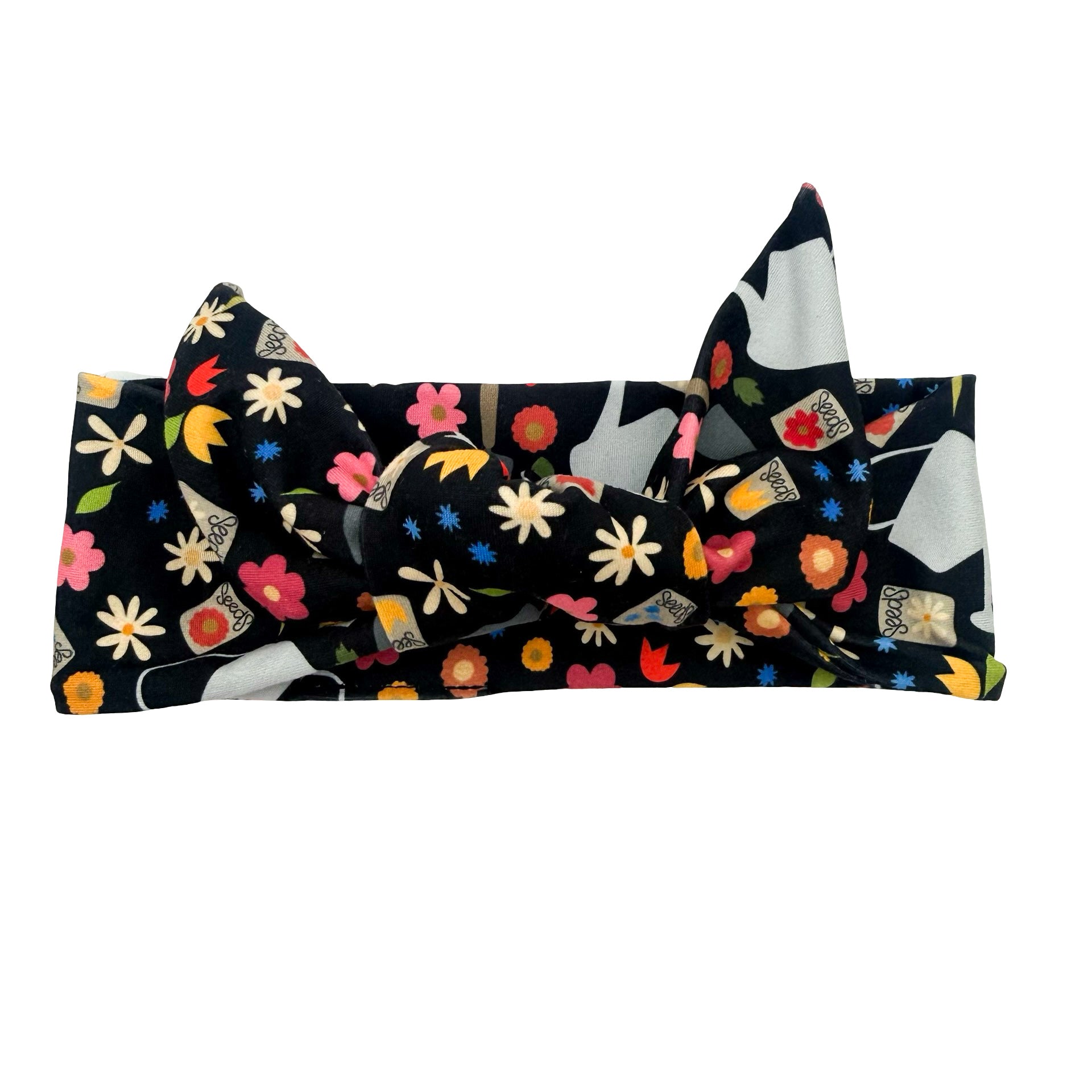 Floral Gardening Essentials - Black Adjustable Tie Headband