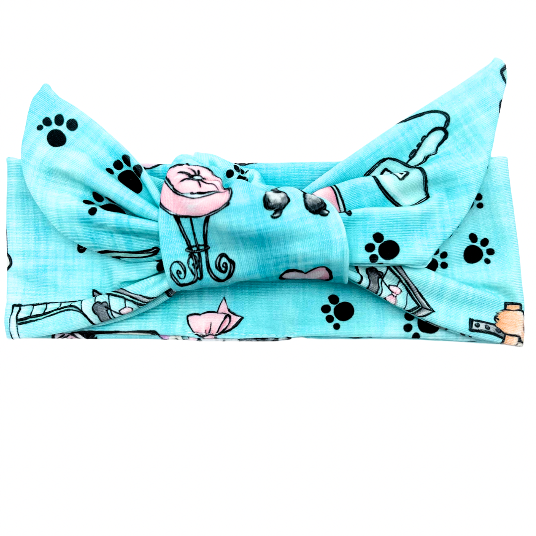 Pet Groomer Blue Adjustable Tie Headband