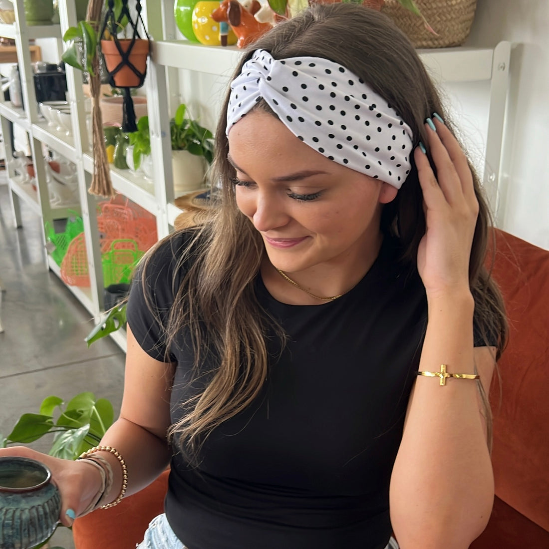 Polka Dots - White Headband