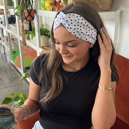 Polka Dots - White Headband