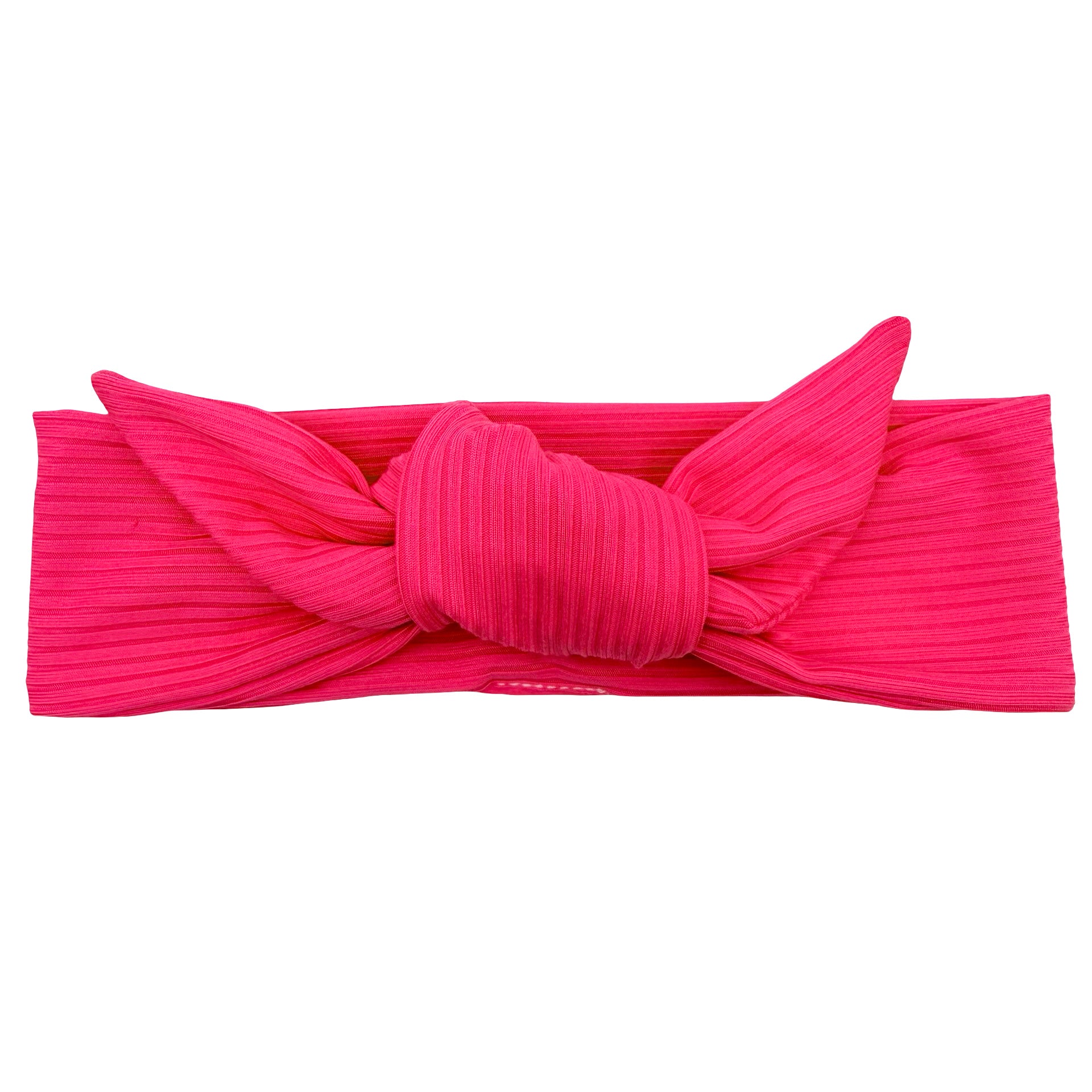 Hot Pink Ribbed Adjustable Tie Headband