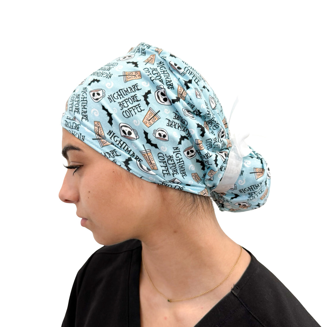 Nightmare Before Coffee - Soft Ponytail Scrub Cap