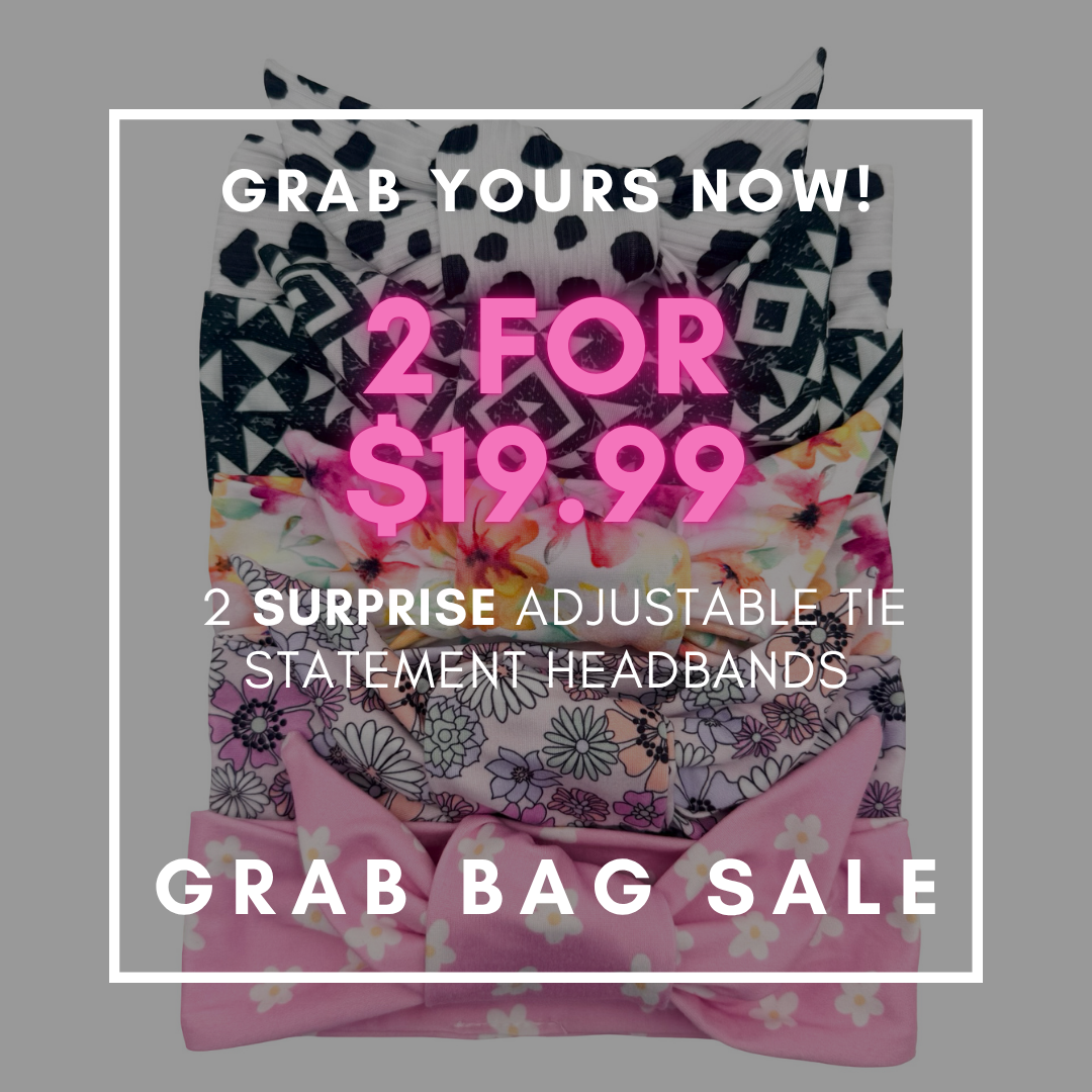 GRAB BAG SALE - 2 Surprise Adjustable Tie Statement Headbands