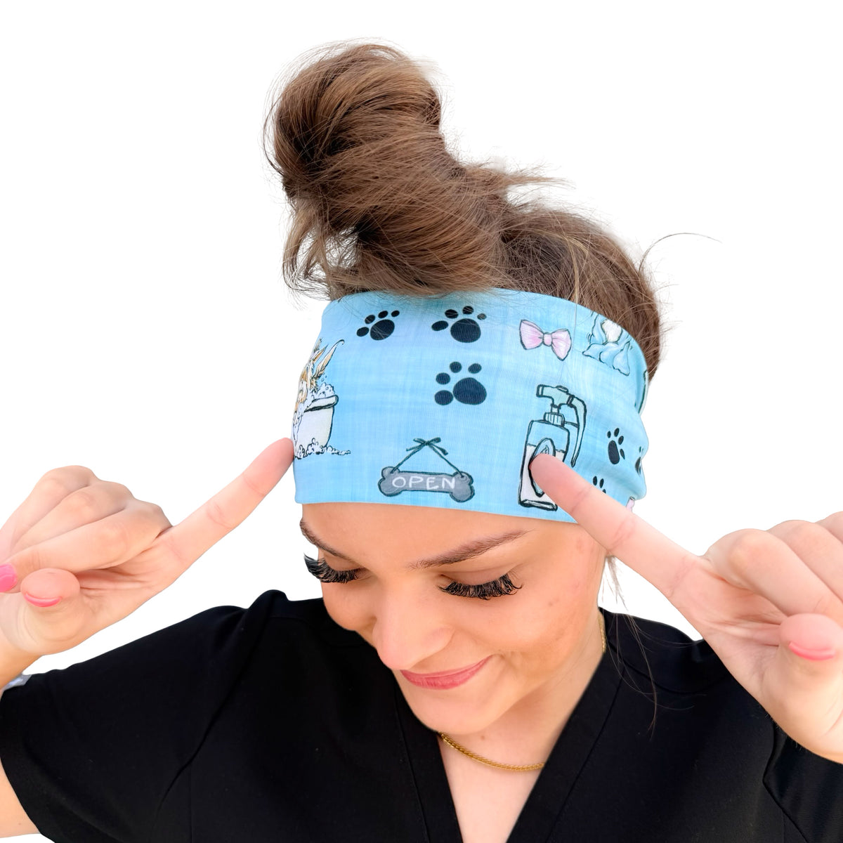 Angel Blue Japanese Brand Blue Embroidered Fabric Headband New with Tag Indigo Embroidered Headband – Namjosh main image 3