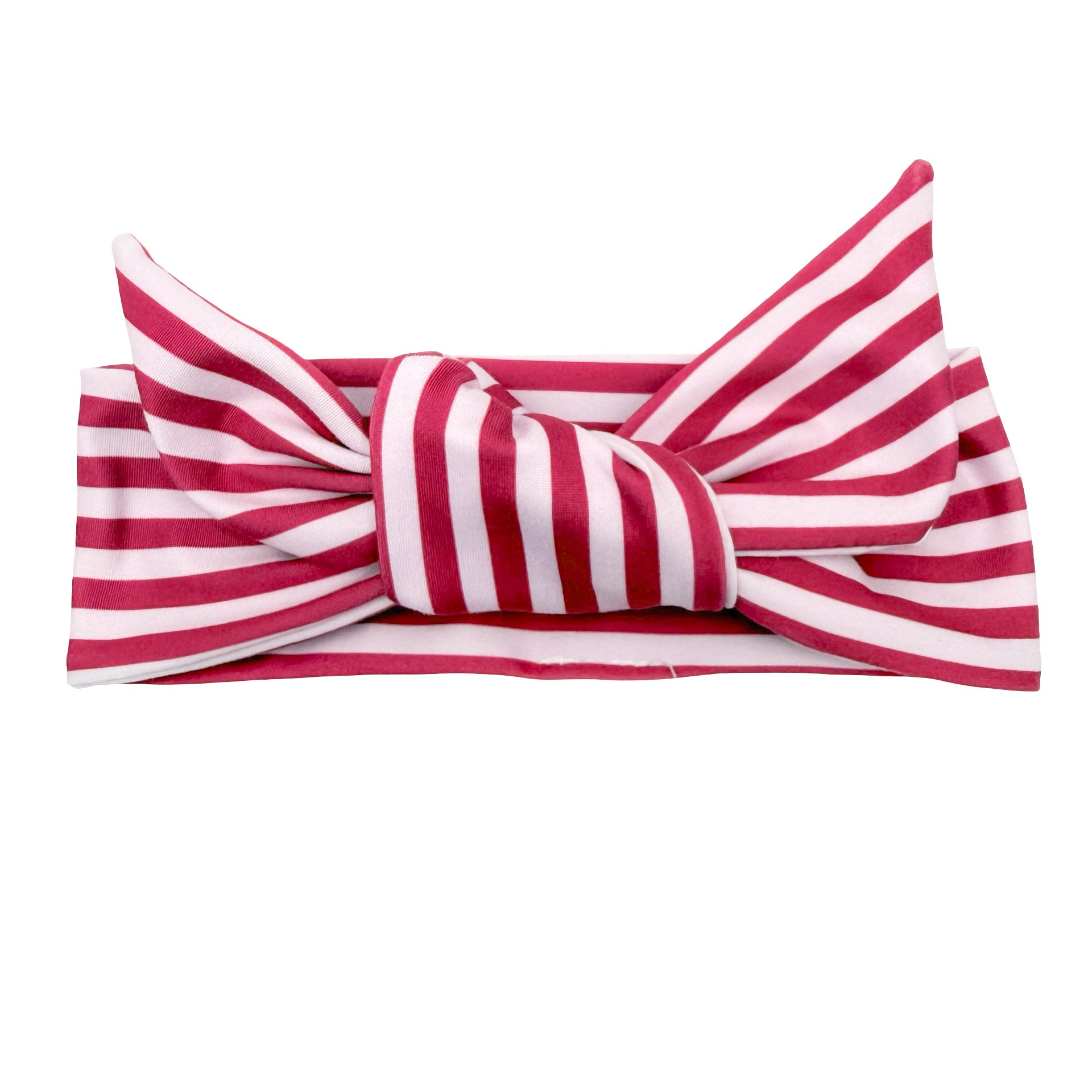 Pink Cherry Stripes Adjustable Tie Headband