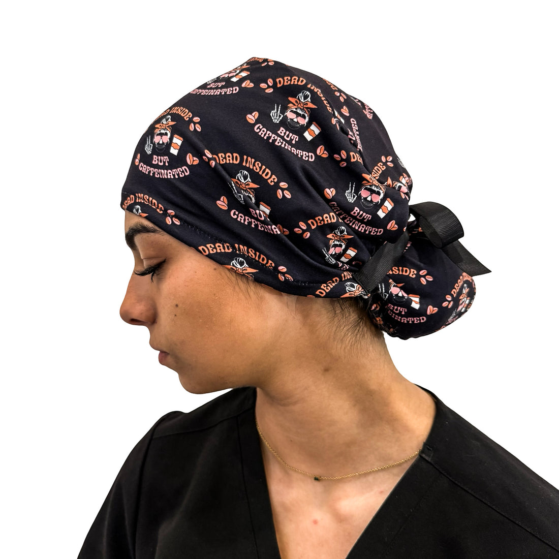 Dead Inside But Caffeinated- Soft Ponytail Scrub Cap