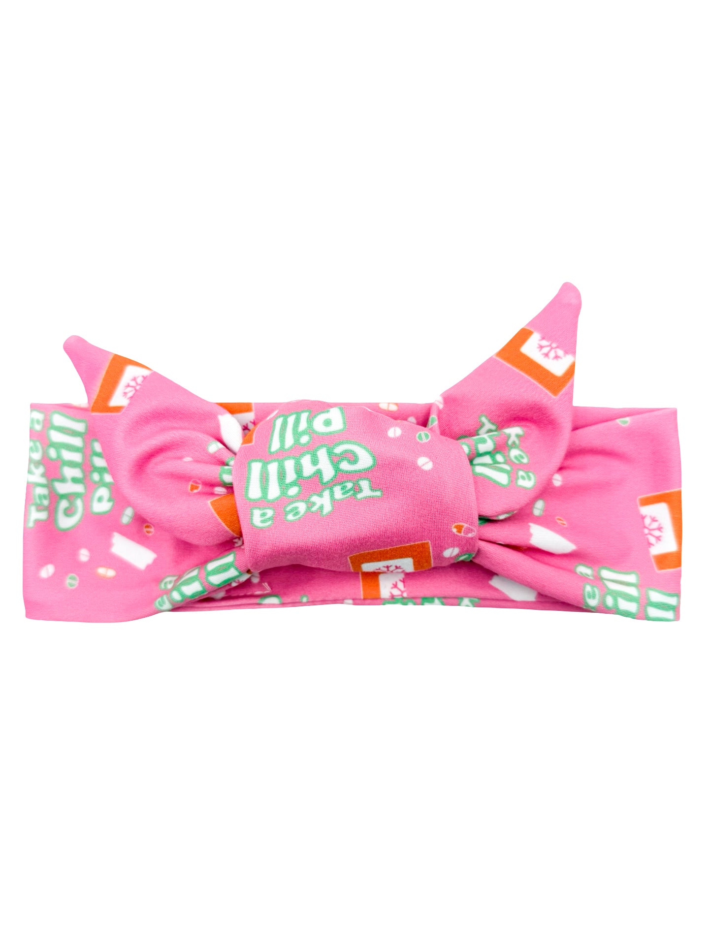 Take a Chill Pill - Pink Adjustable Tie Headband