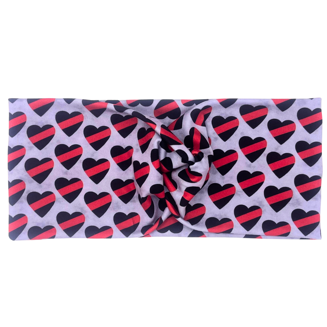 Thin Red Line Hearts Headband