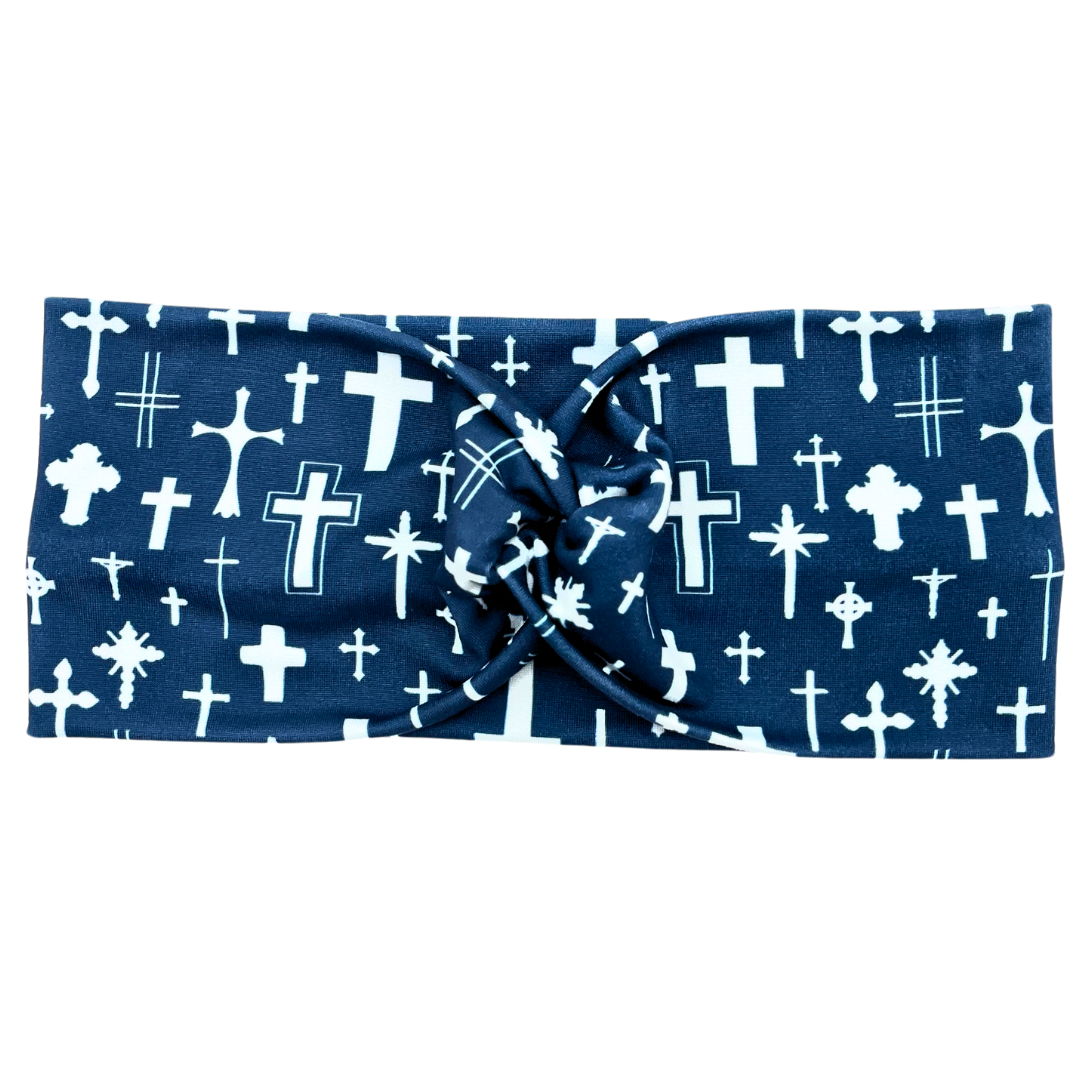 Crosses - Dark Blue Headband