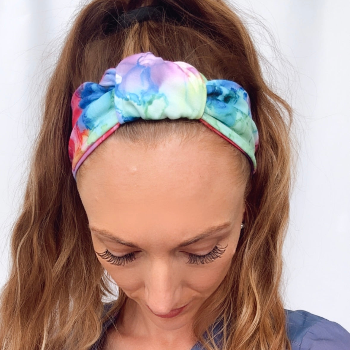 Watercolor Tie Dye Adjustable Tie Headband