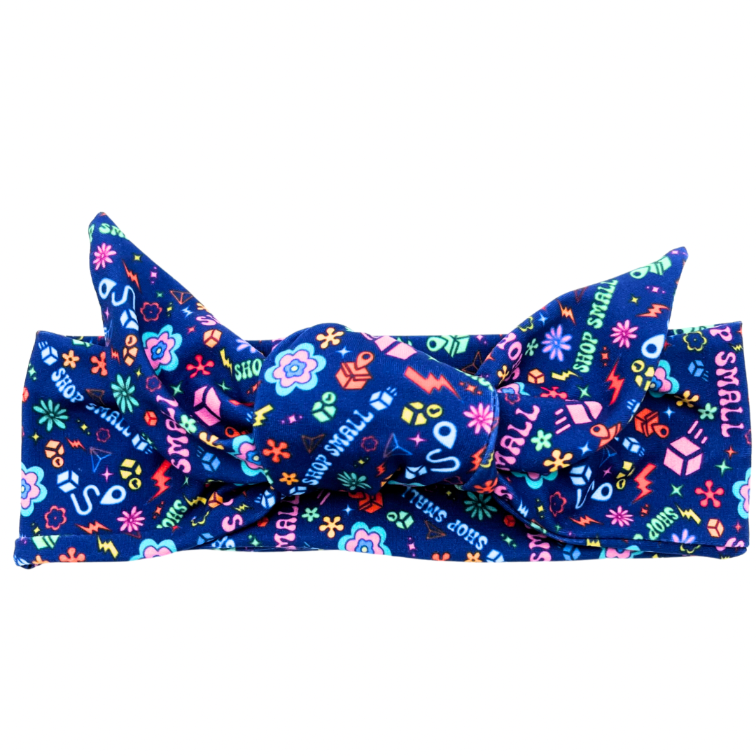 Shop Small - Blue Adjustable Tie Headband