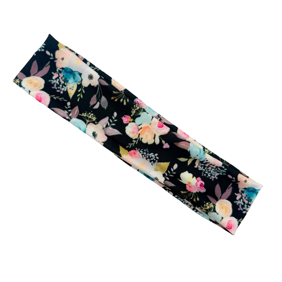 Boho Floral - Black Athletic Headband