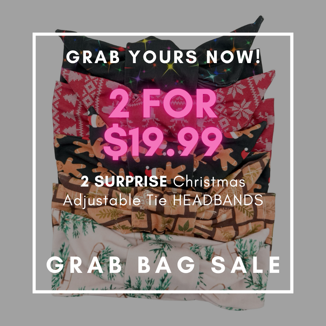 CHRISTMAS GRAB BAG SALE - 2 Adjustable Tie Headband