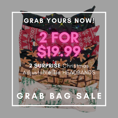 CHRISTMAS GRAB BAG SALE - 2 Adjustable Tie Headband