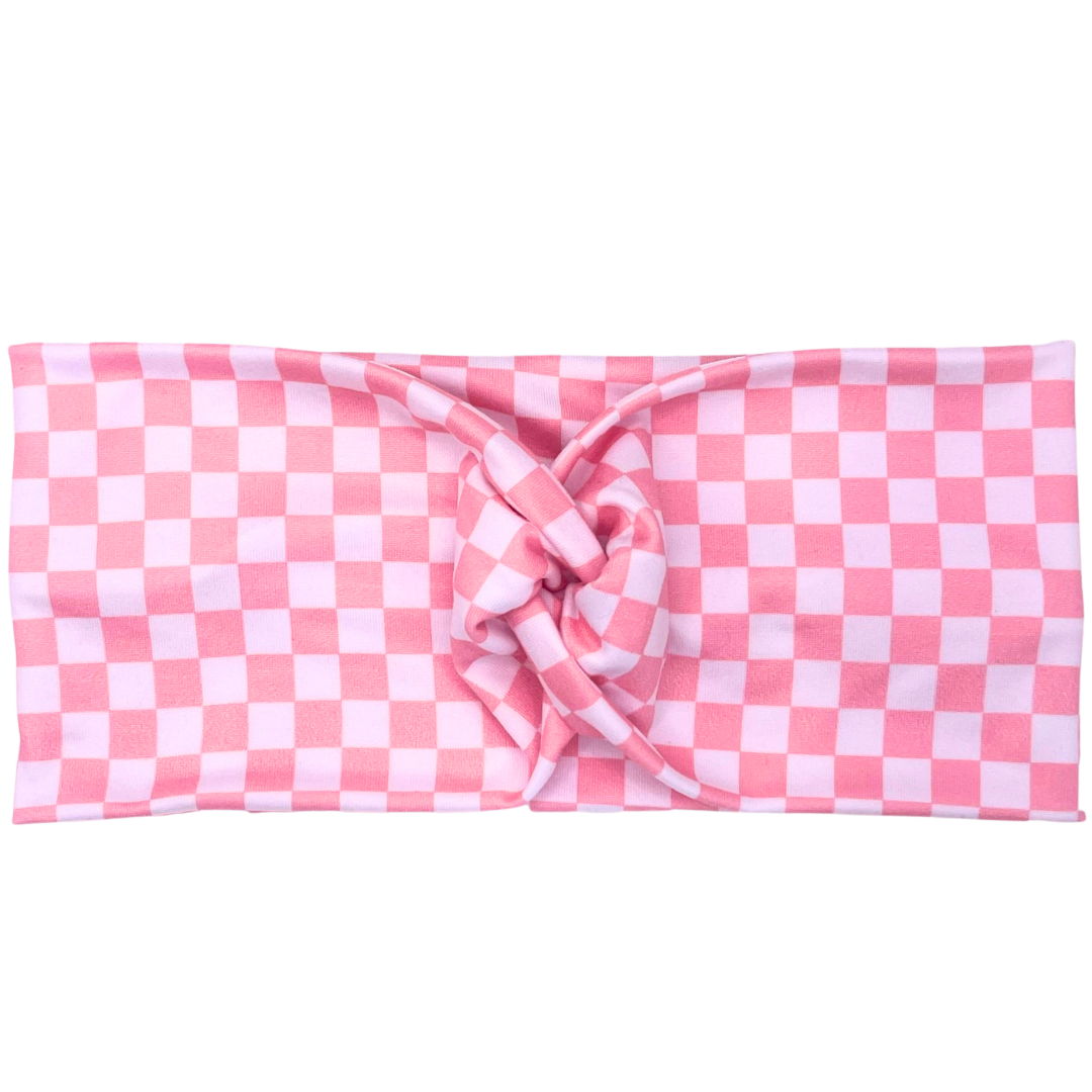 Pink Checkered Headband