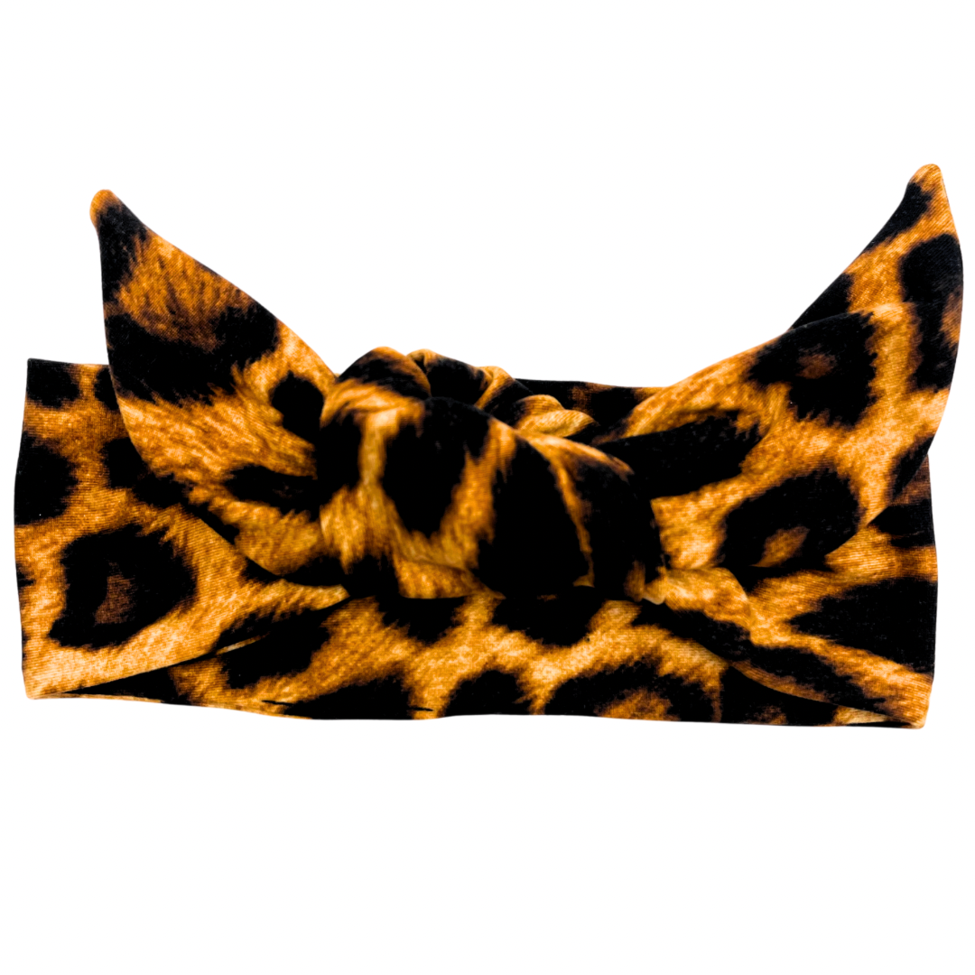 Gold Leopard Adjustable Tie Headband
