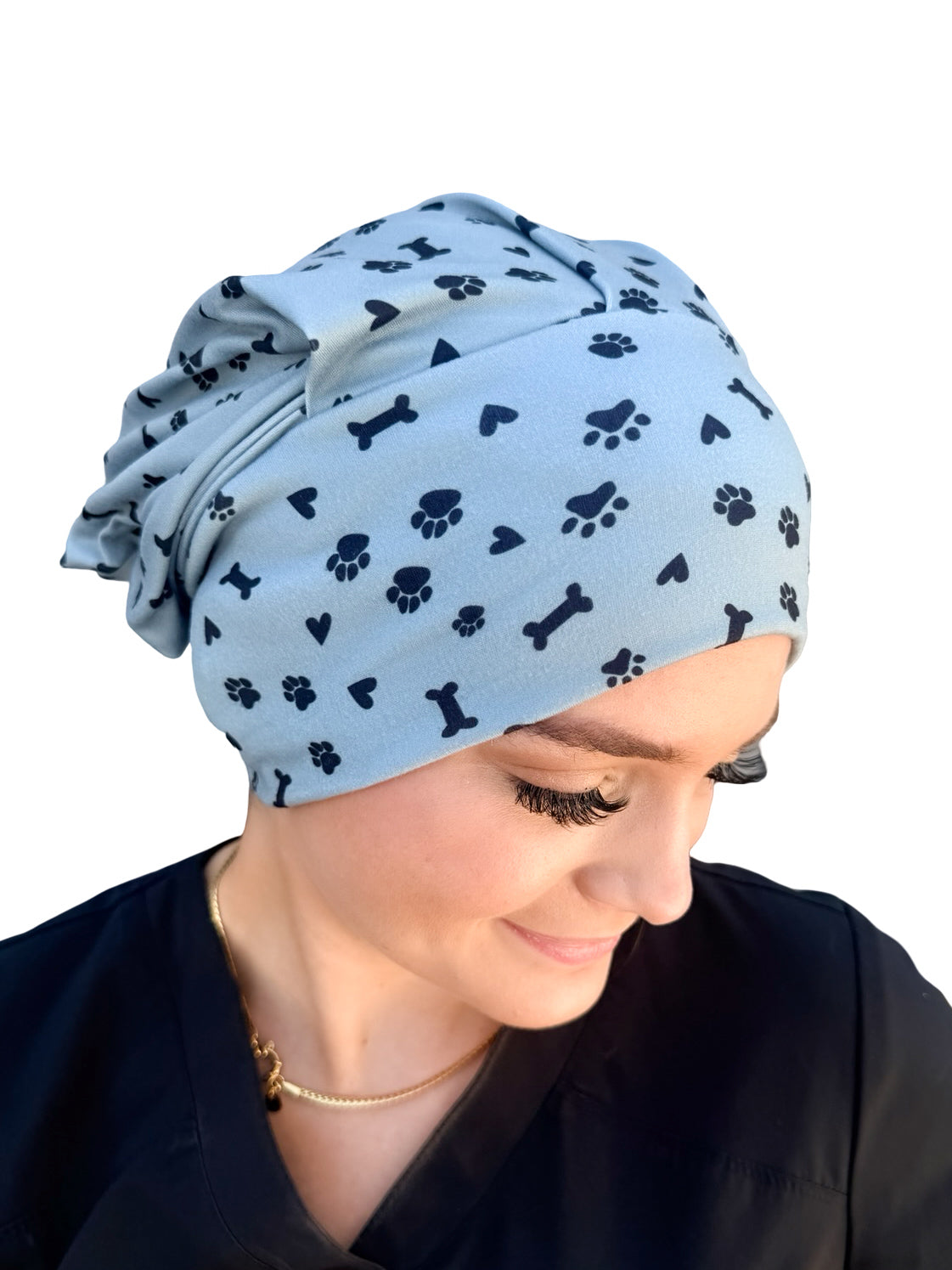 Pet Paws, Bones, &amp; Hearts - Light Olive Soft Scrub Cap