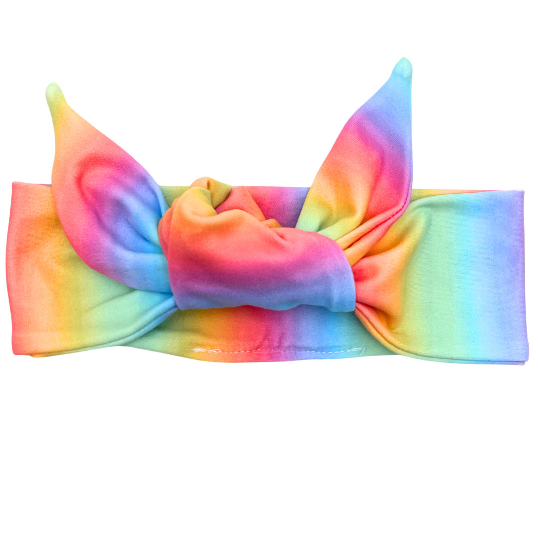 Pastel Rainbow Adjustable Tie Headband