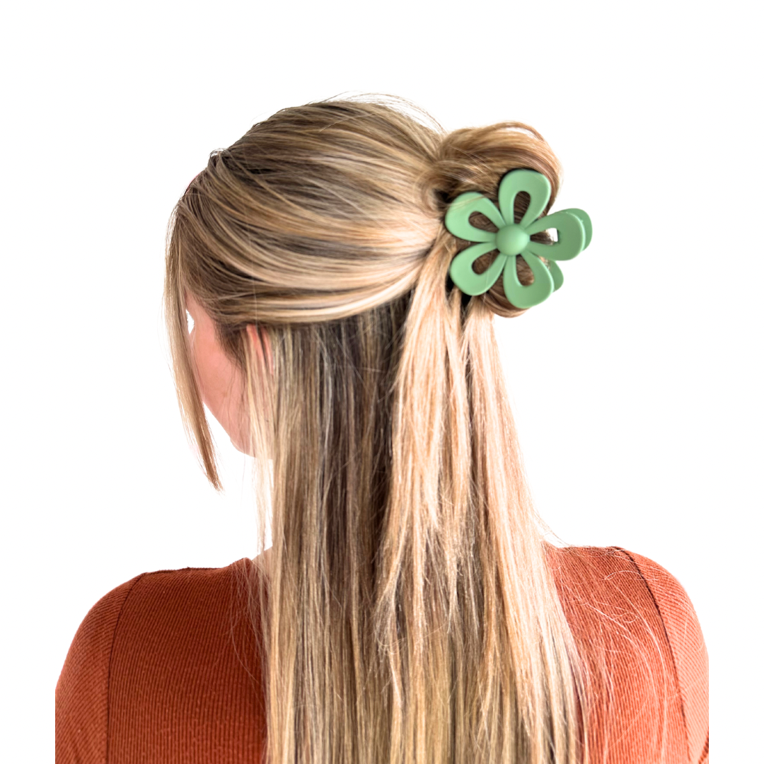Sage Green Flower Small Hair Claw