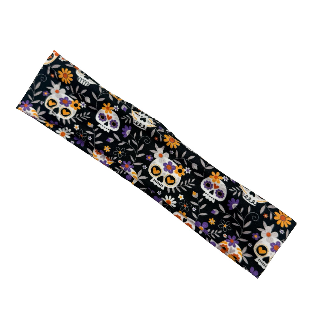 Floral Sugar Skulls - Black Athletic Headband