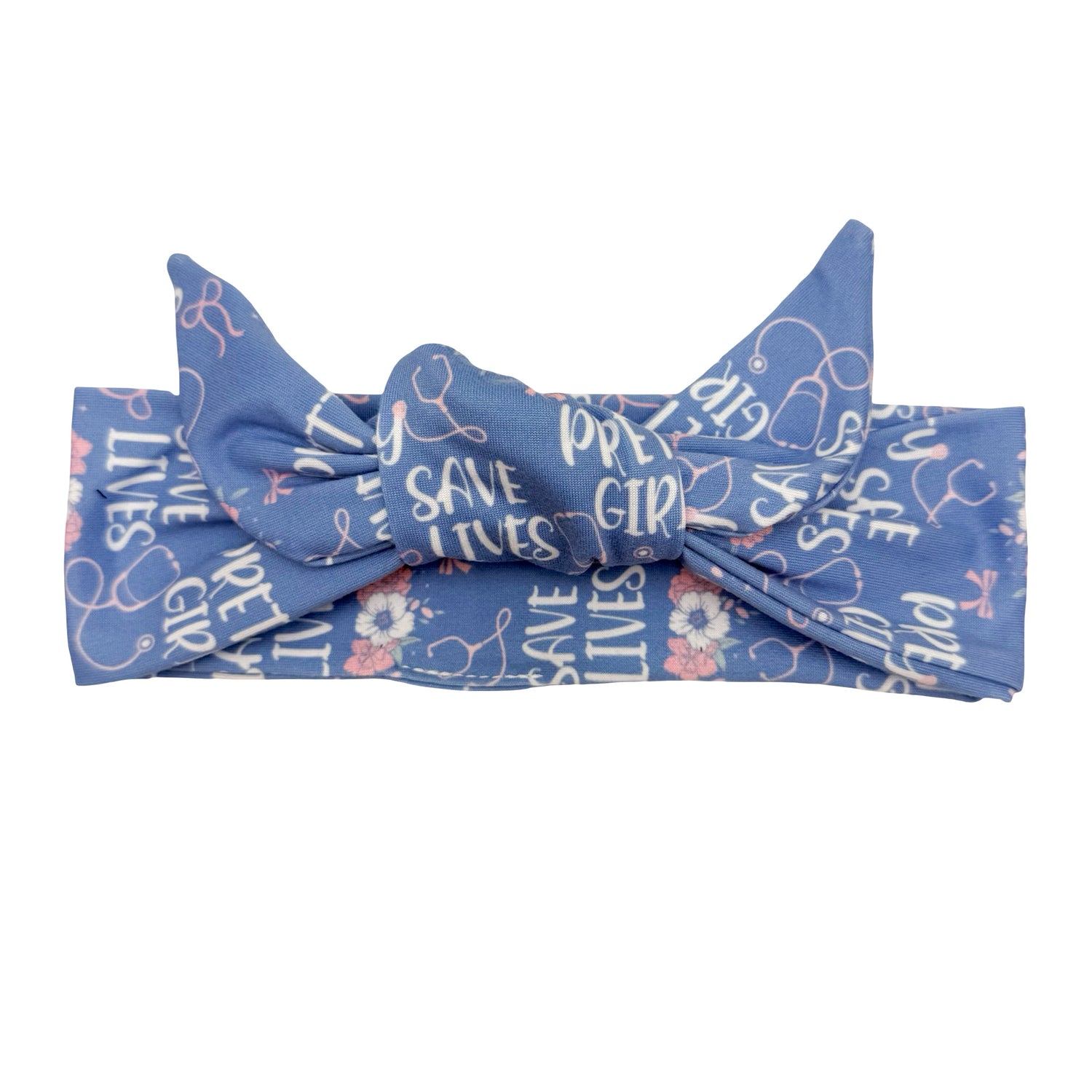 Pretty Girls Save Lives - Blue Adjustable Tie Headband